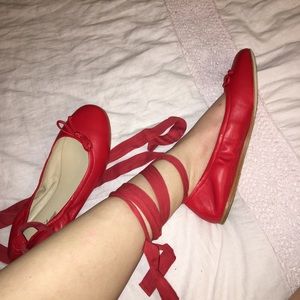 Sales fifth avenue ribbon leather ballet flats